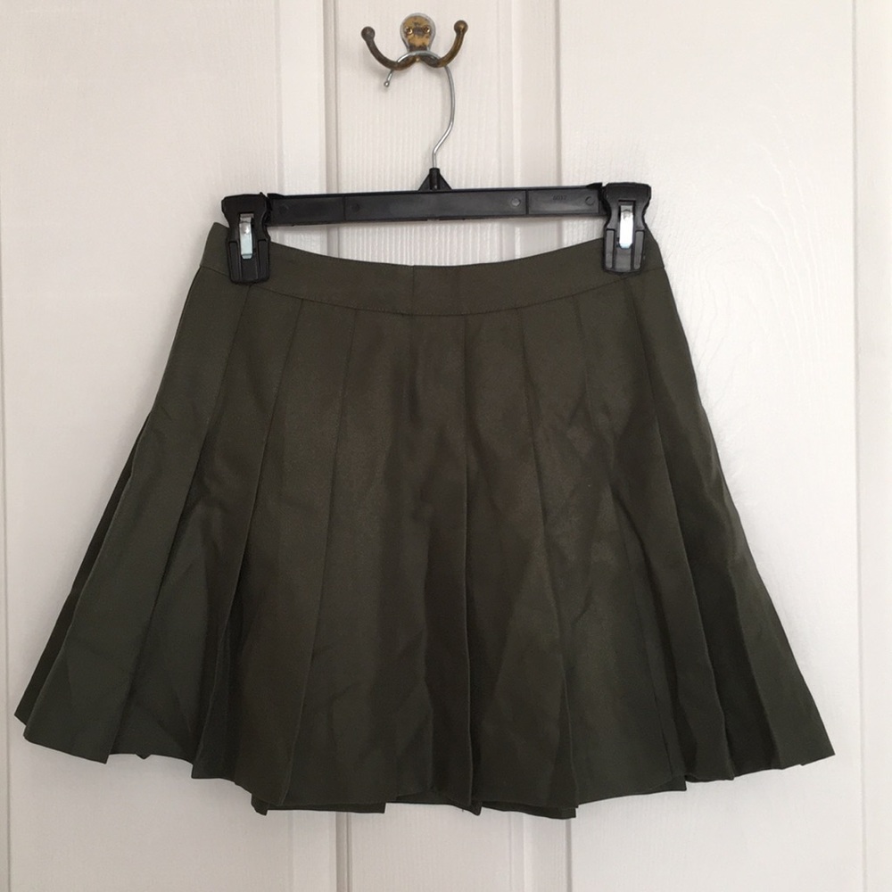 Green Pleated Skirt